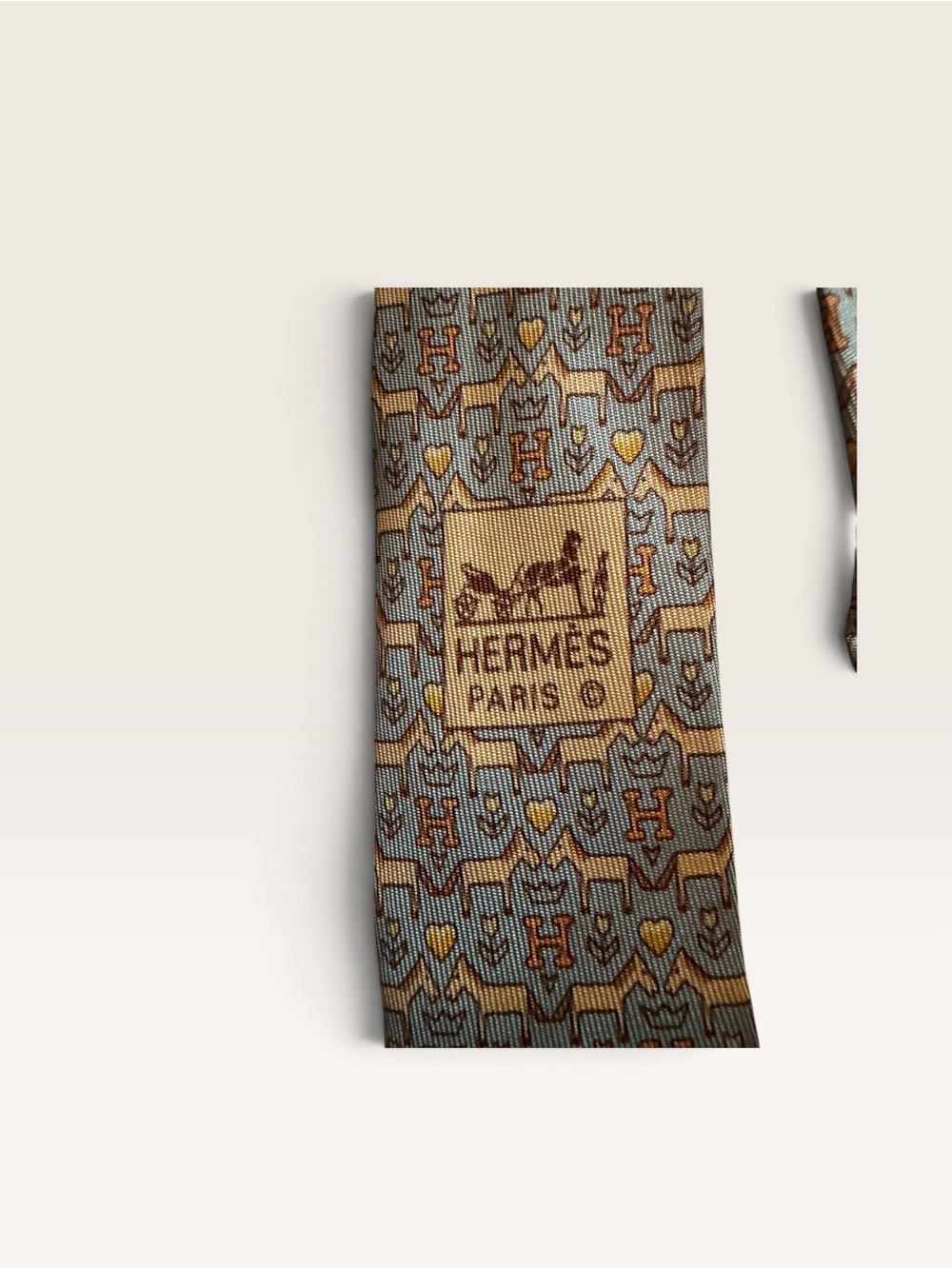 Hermes Silk Tie with Equestrian Design - Picture 7 of 8